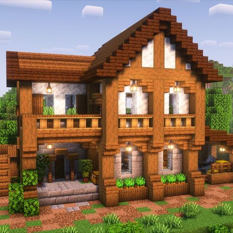 A small survival starter house! Exterior designed by @waffle_builds on Instagram, with an interior and tutorial by me! Chalet Minecraft, Big Minecraft Houses, House Ideas Minecraft, Minecraft Small House, Minecraft Medieval House, Survival Minecraft, Minecraft Shops, Minecraft Starter House, Construction Minecraft