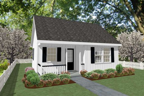 Cottage Plan: 476 Square Feet, 1 Bedroom, 1 Bathroom - 4848-00424 Country Cottage House, Country Cottage House Plans, 1 Bedroom House Plans, 1 Bedroom House, 1000 Sq Ft, Cottage House Plan, Backyard Office, Tiny House Floor Plans, House Plans And More