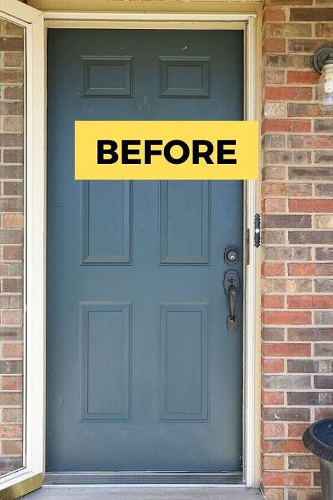 Front Door Inserts Ideas, Change Front Door Glass Insert, Front Door Window Insert, Front Door Transformation Diy, Plain Front Door Makeover, How To Change Glass In Front Door, Update Front Door Diy, Window Makeover Diy, Change Glass In Front Door