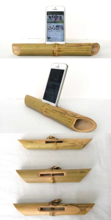 Bamboo Speaker, Wood Speakers, Wooden Speakers, Bamboo Diy, Iphone Speaker, Floating Architecture, Speaker Projects, Sound Amplifier, Wood Crafting Tools