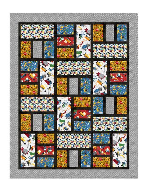 Colchas Quilting, Lap Quilt Patterns, Big Block Quilts, Basic Quilt, Quilting Designs Patterns, Scrappy Quilt Patterns, Quilt Square Patterns, Construction Zone, Scrap Quilt Patterns