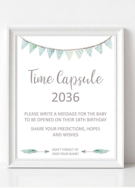 Boho baby time capsule sign printable, baby boy baby shower time capsule cards, feather time capsule green baby shower printables BaS03 -  - #Baby #BaS03 #Boho #boy #capsule #cards #Feather #green #Printable #printables #Shower #Sign #Time Check more at http://baby.sitzpin.site/boho-baby-time-capsule-sign-printable-baby-boy-baby-shower-time-capsule-cards-feather-time-capsule-green-baby-shower-printables-bas03/ Boho Baby Shower Ideas, Baby Time Capsule, Baby Shower Boho, Boy Baby Shower Games, Boy Baby Shower Ideas, Green Baby Shower, Baby Shower Invitaciones, Baby Shower Inspiration, Fiesta Baby Shower