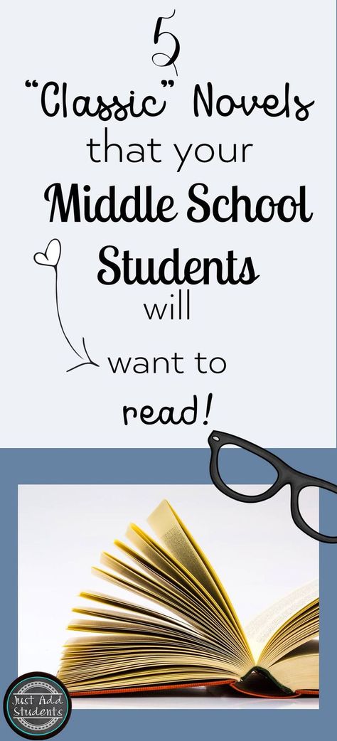 Doing a 40 book challenge?  Looking for some ways to get your students to read a "classic"?  Here are five classic novels that are irresistible!  Perfect for your classroom library or book clubs!  #reading #books Books For Middle Schoolers, Teaching Middle School English, 40 Book Challenge, Teaching Degree, Classic Novels, Expository Writing, School Jobs, Vocational School, Middle School Language Arts