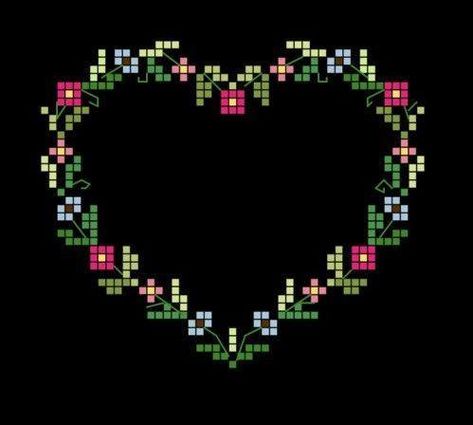 Crosstitch Flower, Pony Craft, Random Patterns, Art Perle, Pixel Crochet, Tapestry Crochet Patterns, Pola Kristik, Cross Stitch Heart, Pola Sulam