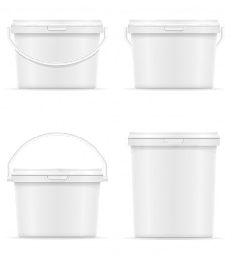 White blank plastic bucket for paint vec... | Premium Vector #Freepik #vector #box Bucket Illustration, Paint Vector, Paint Buckets, Plastic Buckets, White Blank, Painted Boxes, Buckets, Premium Vector, Trash Can