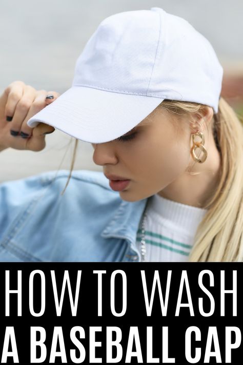 Learn the best ways to wash a baseball cap by hand or in the washing machine. Follow our simple guide to keep your cap clean and in great shape. White Baseball Cap, White Caps, Oils For Skin, Cleaning Tips, Clean Water, Ball Cap, Black Logo, Baseball Caps, Baseball Field