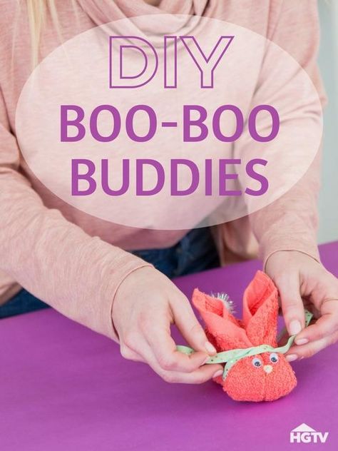 DIY Boo-Boo Buddies for All the Aches and Pains Booboo Bunny Diy, Diy Boo Boo Bunny, Boo Boo Bunny Ice Packs Diy, Booboo Bunny, Boo Boo Bunny, Diy Ice Pack, Washcloth Animals, Diy Kids Crafts, Boo Boo Kitty