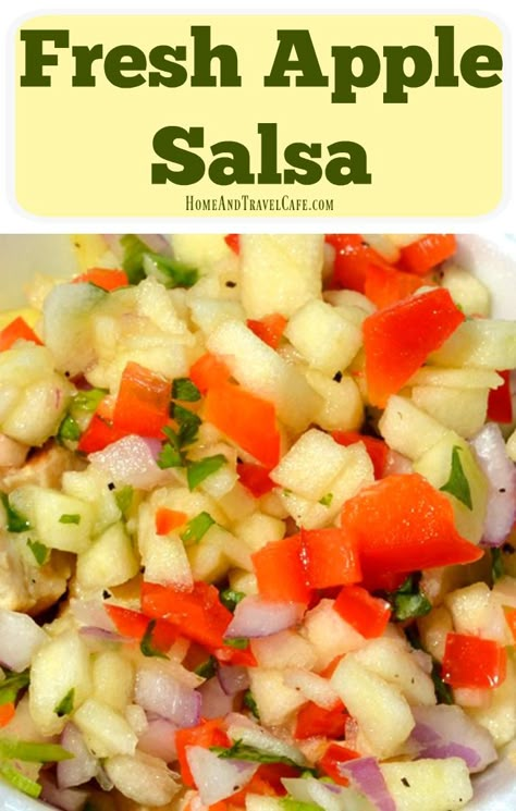 Delicious Apple Salsa Recipe - The Home and Garden Cafe Fruit Salad Dip, Apple Salsa Recipe, Fruit Salad Fall, Salad Fall, Apple Salsa, Recipes Fruit, Fall Appetizers, Fruit Salsa, Amish Recipes