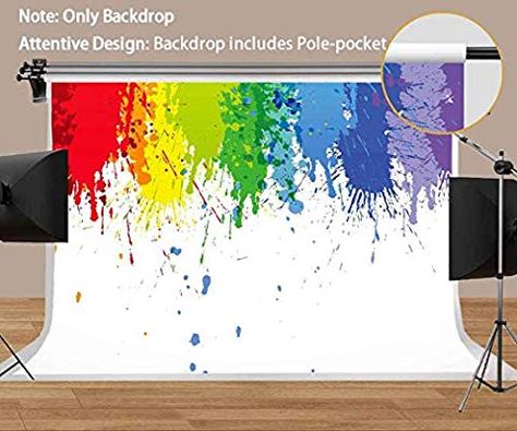 Paint Backdrop Ideas, Paint Party Backdrop Ideas, Paint Backdrop, Art Show Photo Backdrop, Paint Party Photo Backdrop, Youtube Backdrops, Photo Booth Wall, Art Party Decorations, Party Photo Backdrop