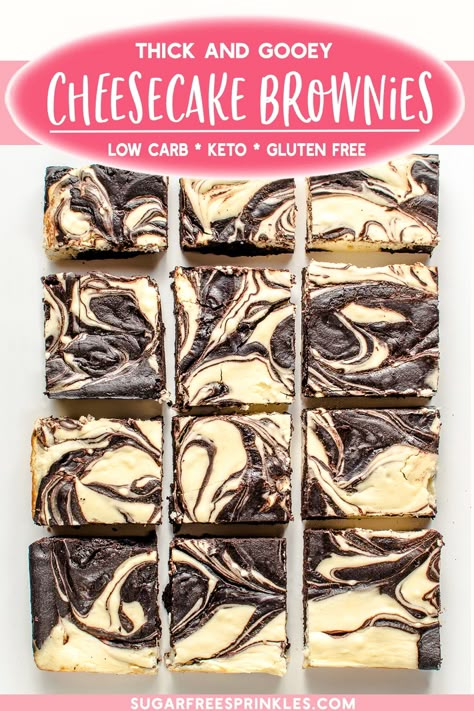 Keto Cheesecake Brownies, Keto Gluten Free, Low Carb Brownies, Low Carb Low Fat Recipes, Low Carb Ice Cream, Low Carb Cheesecake, Homemade Cheesecake, Resep Diet, Keto Friendly Desserts