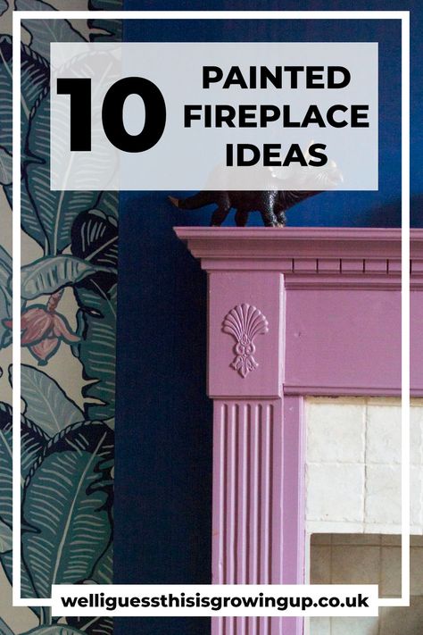 10 Colourful Fireplace Ideas - WELL I GUESS THIS IS GROWING UP Bright Painted Fireplace, Painting Fireplace Same Color As Walls, Wood Fireplace Painting Ideas, Paint Wall Above Fireplace, Fireplace Ideas Painted, Fireplace Wall Colour Ideas, Fireplace Colours Paint Colors, Paint Mantle Ideas, Wall And Fireplace Same Colour