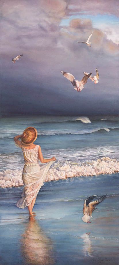 'The Wind's Song' by  Susan Harrison-Tustain Walking On The Beach, Paintings Watercolor, Still Lifes, Watercolor Lessons, Beach Watercolor, 수채화 그림, 자수 디자인, Beach Painting, Art Watercolor