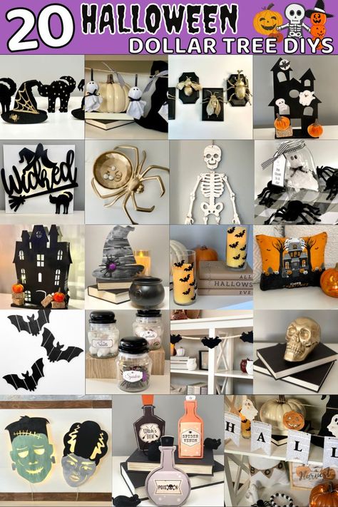 Check out this Halloween Dollar Tree DIY compilation of my favorite Dollar Tree crafts, Halloween Hacks and Halloween Decor ideas! Halloween Crafts For Girls, Dollar Tree Crafts Halloween, Halloween Dollar Tree, Diy Halloween Tree, Dollar Tree Halloween Decor, Spooky Halloween Decor, Halloween Craft Projects, Dollar Tree Halloween, Homemade Halloween Decorations