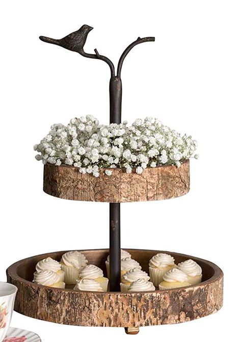 Colonial Tin Works: Bird and Birch Two Tiered Tray Two Tiered Tray, Hotel Supplies, Baby Sprinkle, Tiered Cake Stand, Tiered Tray, Home Decor Furniture, Cake Stand, Bird Bath, Tray Decor