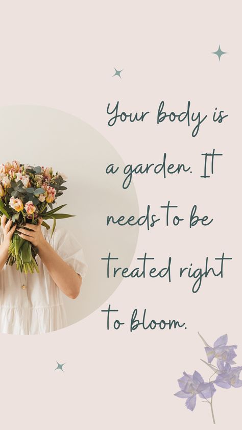 🌺💪 Dear Moms, nourish your body like a precious garden. Water it with wholesome foods, cultivate it with self-care, and watch yourself bloom. You're worth it! Take a moment today to do something that makes you feel good. For more tips on holistic nutrition and post-baby weight loss, visit my bio. #BlossomingWellness #TempleofWholeness #SelfLoveJourney #GracefulLiving #WellnessGoals #HealthyLifestyle #MentalWellbeing #BodyMindConnection #PostBabyWellness #ShareYourTips #WellnessInspiration Self Nourishment, Holistic Quotes, Holistic Nutrition Quotes, Holistic Nursing, Economics Project, Wholesome Life, Natural Medicine Cabinet, Body Quotes, You're Worth It