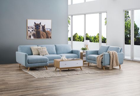 Light Blue Sofa Living Room, Blue Sofa Decor, Living Room Couch Placement, Modern Living Room Sofa Set, Light Blue Sofa, Blue Sofas Living Room, Stylish Sofa Sets, Sofa Design Wood, Latest Sofa Designs