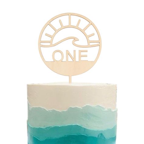 Ocean Cake Topper, Wave Cake, Beach Themed Cakes, First Birthday Cookies, Ocean Cakes, Surf Party, Themed First Birthday, First Birthday Cake Topper, Circular Frame