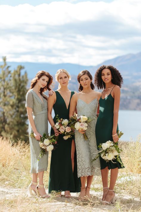 Park & Fifth Co. | 2019 Lookbook | Sage and Hunter Green Bridesmaids Dresses Midi Green Bridesmaid Dresses, Sage Green Midi Bridesmaid Dresses, Non Matching Bridesmaid Dresses Green, Green Colour Palette Bridesmaid Dresses, Park & Fifth, Green Midi Bridesmaid Dress, Green Variation Bridesmaid Dresses, Multicolor Green Bridesmaid Dresses, Sage And Hunter Green Wedding