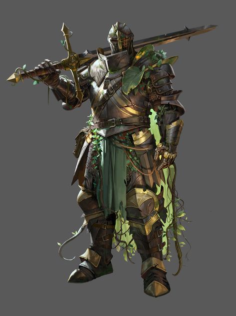 ArtStation - Explore Dnd Eladrin Paladin, Forest Knight Fantasy Art, Strixhaven Character, Nature Paladin, Green Knight Art, Swamp Druid, Forest Knight, Reference Board, Green Knight