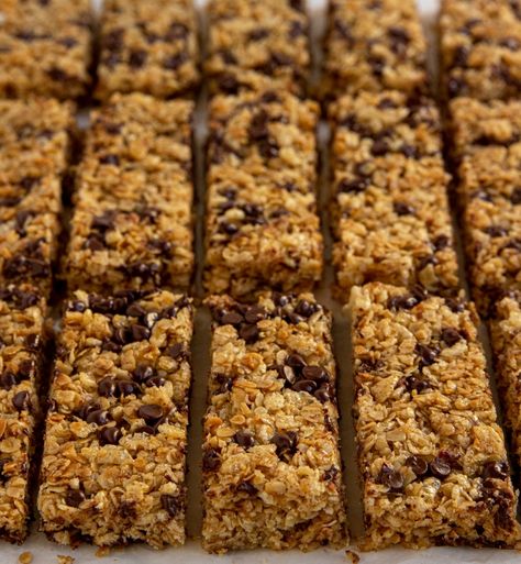 Chewy Chocolate Chip Granola Bars Recipe - PureWow Chocolate Chip Granola Bar Recipe, Chewy Chocolate Chip Granola Bars, Granola Bar Recipe Chewy, Protein Granola Bars, Granola Bar Recipe, Chocolate Chip Granola, Chocolate Granola Bars, Chocolate Chip Granola Bars, Chewy Granola Bars