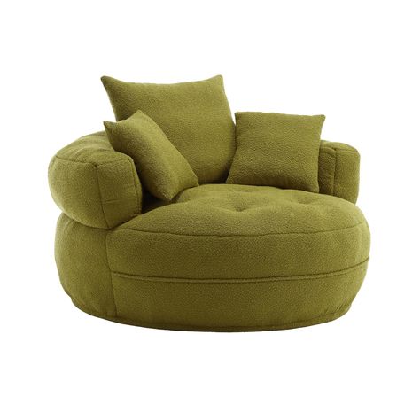 PRICES MAY VARY. ✔Comfortable and warm: The surface of this bucket-shaped swivel chair is wrapped with high-quality terry fabric, which is soft and skin-friendly. It is equipped with a comfortable high-density foam seat cushion and an ergonomically designed wrap-around backrest, providing a super comfortable and warm sitting feeling. The featured chair in the living room Designed to create a comfortable and warm place to relax. ✔Sturdy and Durable: This bucket chair is made of soft foam padded s Leather Corner Chair, Big Round Chair, Aesthetic Chairs Bedroom, Retro Lounge Chairs, Chairs For Bedroom, Bucket Chair, Unique Chairs, Pillow Chair, Salon Suites Decor