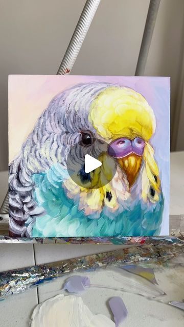 Budgie Painting Acrylic, Holly Storlie, Parakeet Art, Budgie Parakeet, Instagram Time, Oil Painters, Process Art, Painting Process, Time Lapse