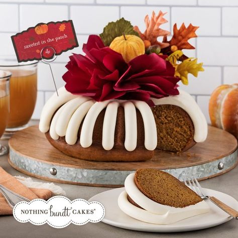 This Thanksgiving, let us bake the desserts—you have enough to focus on! These delicious Bundt Cakes make it easy to create a stunning Thanksgiving display. Our “Give Thanks” or “Sweetest in the Patch” Decorated Bundt Cakes make the perfect festive centerpiece. Add more fun with Bundtlets or our Bundtinis® with “Fall Leaves” Bundtini® Toppers. Order yours online now! Pumpkin Spice Pecans, Pumpkin Pie Protein, Thanksgiving Cake, Nothing Bundt, Nothing Bundt Cakes, Thanksgiving Cakes, Pumpkin Pie Bars, Pumpkin Spice Muffins, Spiced Pecans