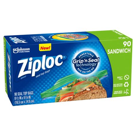 Ziploc Sandwich Bags, 90 Bags/Box (315885) | Quill.com Reusable Sandwich Bags, Freezer Bags, Fast Cleaning, School Lunch Box, Food Storage Bags, Sandwich Bags, Pack Lunch, Simple Bags, Branded Bags