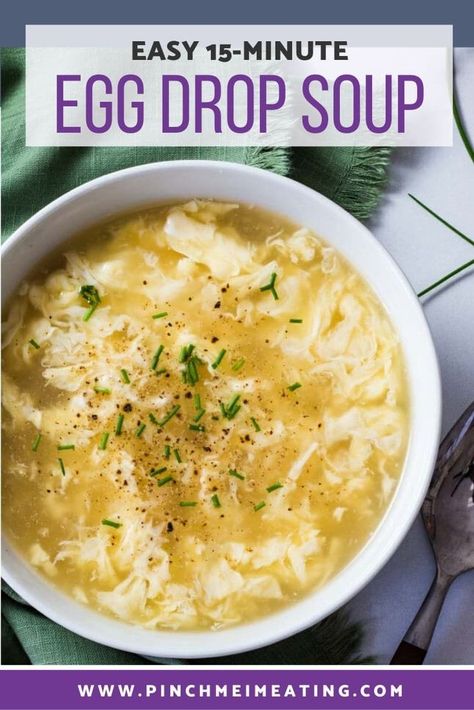 Ever wondered how to make restaurant quality Chinese egg drop soup? It couldn’t be more simple! This healthy and low carb soup is a quick and easy recipe you can make homemade in only 15 minutes! Egg Flower Soup Recipe, Egg Flower Soup, Chinese Egg Drop Soup, Easy Egg Drop Soup, Gf Ideas, Chinese Egg, Comforting Soup, Recipes Authentic, Egg Drop Soup