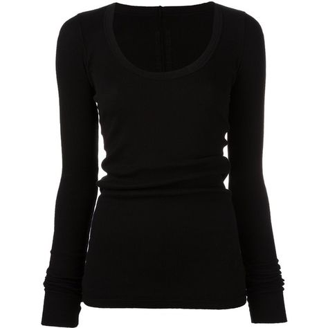 Rick Owens DRKSHDW scoop neck T-shirt ($232) ❤ liked on Polyvore featuring tops, t-shirts, shirts, sweaters, black, scoop-neck tees, long sleeve scoop neck tee, long sleeve cotton shirts, long-sleeve shirt and ribbed tee Ribbed Shirt, Cotton T Shirts, Rick Owens Drkshdw, Cotton Long Sleeve Shirt, Scoop Neck Tee, Dream Clothes, Rick Owens, Black Long Sleeve, Sleeve Cotton