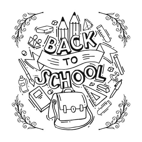 Back to school doodle | Premium Vector #Freepik #vector #school-sketch #school-bag #school-drawing #school-doodle School Doodle, Beginner Drawing Lessons, Back Drawing, Doddle Art, Welcome To School, Small Canvas Paintings, Anime Devil, Welcome Back To School, School Bulletin Boards