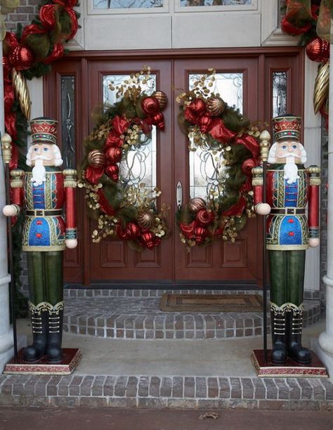 front porches decorated for christmas | 40 Cool DIY Decorating Ideas For Christmas Front Porch | Family ... Christmas Entry, Christmas Door Decoration, Christmas Nutcrackers, Front Door Christmas Decorations, Christmas Front Doors, Christmas Front Porch, Porte Decorate, Have Inspiration, Christmas Door Decorations