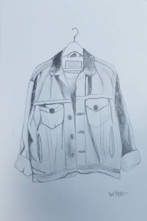 #Drawing pencil #Draw jacket How To Draw A Jean Jacket, Jean Jacket Drawing, Denim Jacket Illustration, Draw Jacket, Jacket Illustration, Jacket Drawing, Drawing Pencil, A Jacket, Jeans Jacket