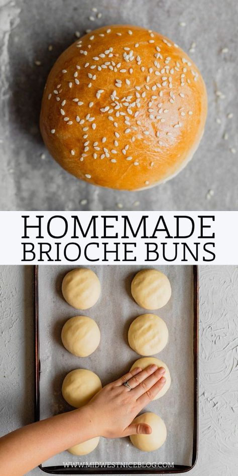 Burger Buns Recipe, Hamburger Bun Recipe, Homemade Brioche, Pain Burger, Juicy Burger, Brioche Bread, Bread Bun, Bun Recipe, Brioche Buns