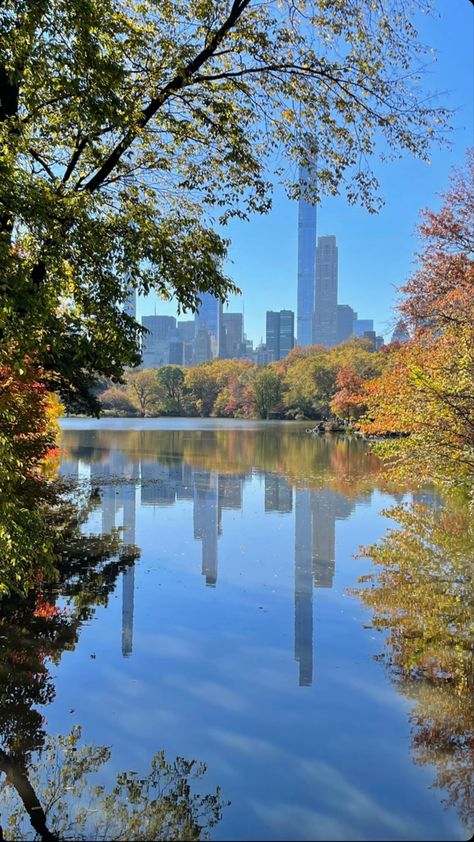 Nyc Fall Aesthetic, Autumn In New York Wallpaper, Cozy Fall Wallpaper, Bright New York Aesthetic, Sunset Aesthetic New York, Fall In New York City, New York Scenery City Life, Nyc Autumn, Walking Aesthetic