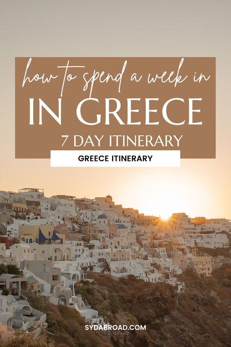 Greece Trip Itinerary, One Week In Greece, Greece With Kids, 7 Day Itinerary, Mykonos Beaches, Ancient Athens, Greece Honeymoon, Greece Itinerary, Honeymoon Trip