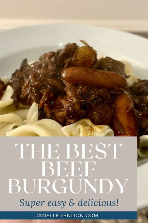 Burgundy Beef Tips Recipe, Burgundy Beef, Beef Burgenion Recipe, Beef Burgundy Pioneer Woman, Beef Burgundy, Beef Burgundy Over Noodles, Burgundy Beef Stew Pioneer Woman, Pioneer Woman Beef Bourguignon, Burgundy Pepper Spoon Roast