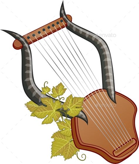 Ancient Cittern With Vine Harp Illustration, Harp, Logo Icons, Antique Art, Dungeons And Dragons, Vines, Greece, Vector Illustration, Musical