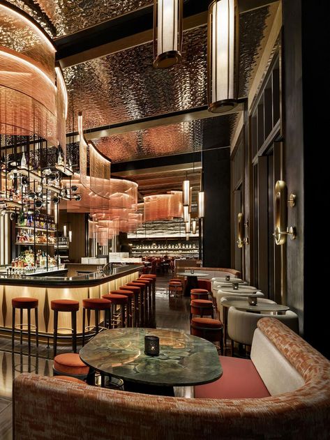 An iconic, beautifully designed restaurant, rich in detail, color and vibrancy. Nobu Dubai @atlantisthepalm Luxury Bar Design, Dubai Restaurant, Luxury Restaurant Interior, Nobu Restaurant, Cozy Contemporary, Mediterranean Restaurant, Luxury Bar, Luxury Restaurant, Hospitality Projects