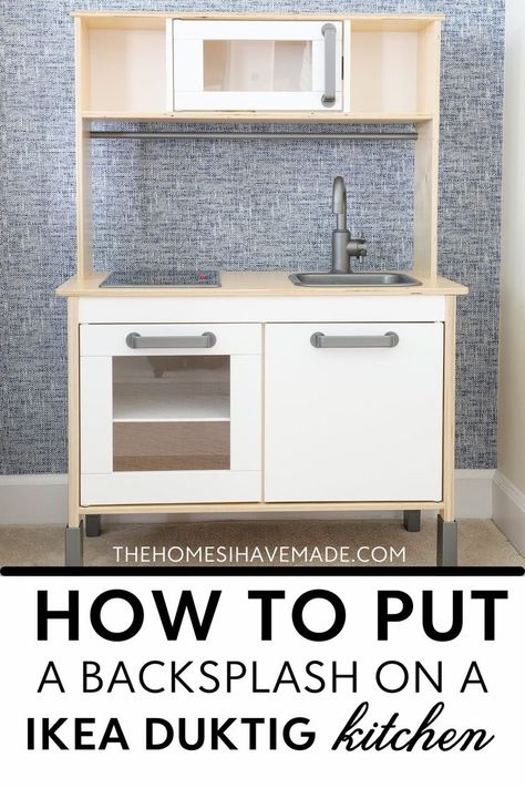 Ikea Toy Kitchen Hack, Ikea Kids Kitchen Hack, Ikea Kitchen Diy, Ikea Duktig Kitchen, Ikea Toy Kitchen, Duktig Kitchen, Ikea Play Kitchen Hack, Ikea Kids Kitchen, Diy Kids Kitchen