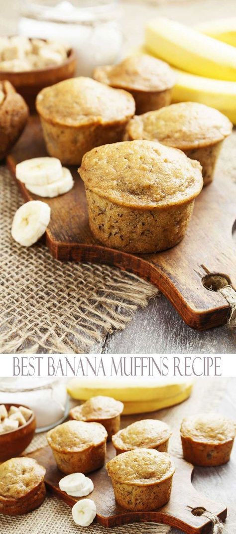 Perfect Banana Muffins. This easy muffin recipe is so simple to bake that is is a perfect for those who have little to no experience in the kitchen. These moist muffins are a great breakfast recipe, but they also make nice after school snacks. Looking for recipes for kids in the kitchen? This one is a great place to start. Best Banana Muffin Recipe, Best Banana Muffins, Pastina Recipes, Easy Muffin Recipe, Kids Gardening, Moist Muffins, Vegetarian Meals For Kids, Simple Muffin Recipe, Banana Muffin Recipe