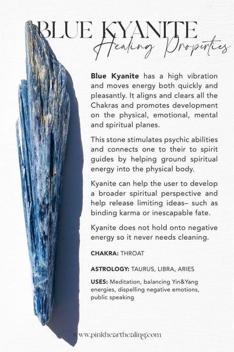 Blue Kyanite Crystal Meaning, High Vibration Crystals, Crystal Magick, Crystal Healing Chart, The Chakras, Chakra System, Crystals Healing Properties, Spiritual Crystals, Herbal Magic