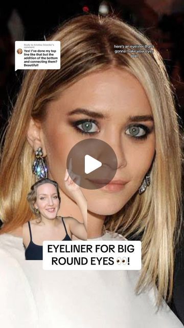 Mallory Osses on Instagram: "BEST EYELINER FOR BIG ROUND EYES 👀!   #eyeliner #makeuptutorials" Big Round Eyes Makeup, Round Downturned Eyes, Eye Makeup For Big Round Eyes, Round Eye Eyeliner, Eyeliner On Round Eyes, Makeup For Big Eyes Round, Eyeliner For Big Round Eyes, Round Eye Makeup Looks, Eye Makeup For Round Eyes