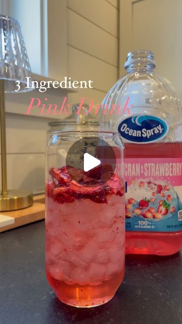 Aaron and Pleasant Marsee on Instagram: "3 Ingredient Pink Drink💗💗 While nothing ever beats the real thing, this is just as tasty and a much cheaper at home option. I don’t ever measure, but here’s what I do. 
*Fill glass with ice and pour it 3/4 full of white cran x strawberry juice. Sprinkle freeze dried strawberries on top. Fill the glass the rest of the way with coconut milk. Stir and enjoy 💗" White Cran Strawberry Drink, Coconut Milk Drink, Strawberry Drinks, Strawberry Juice, Freeze Dried Strawberries, Pink Drinks, Freeze Drying, What To Make, 3 Ingredients