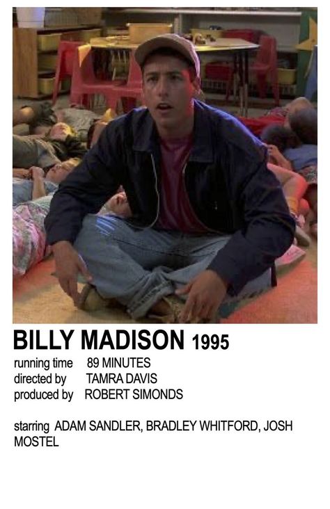 Movie Polaroids, Movie Library, Adam Sandler Movies, Minimalist Movie Posters, Billy Madison, Polaroid Posters, Posters Minimalist, Movie Ideas, Iconic Movie Posters