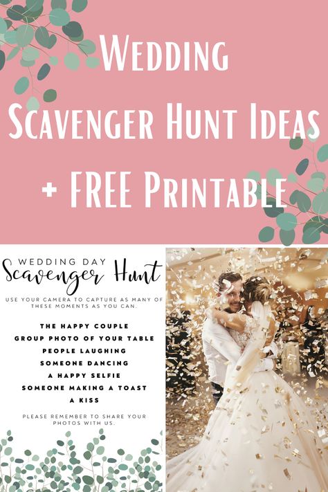 Bridal Shower Scavenger Hunt Ideas, Wedding Scavenger Hunt, Indoor Wedding Games, Wedding Table Games, Scavenger Hunt Ideas, Sage Green Wedding Colors, Hunting Wedding, Wedding Reception Games, Wedding Playlist