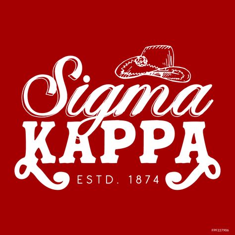 Design unique and trendy custom merch for your Greek organization from Fresh Prints! Submit a proof request to get a free mockup of your design today.  Sigma Kappa designs | Sigma Kappa apparel | custom apparel | greek apparel | Sorority designs | PR designs |PR apparel | cowboy | text | font | hat | simple | #shirtjustgotcrazy #freshprints Sigma Kappa Graphic, Red Cowgirl Hat, Girly Graphic Design, Pr Design, Custom Merch, Sorority Events, Sorority Merch, Sorority Designs, Sigma Kappa