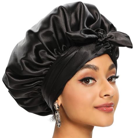 PRICES MAY VARY. ✅【Satin Bonnet with A Built In Head Wrap】Our women satin bonnet have two straps to adjust head size for comfortable wear. The straps of the satin hair wrap are long so you can tie around your head several times to make sure the silk hair bonnet is secure. Head wrap for sleeping is very secure when you sleep wild and it does not ever fall off. ✅【Large Spaces and No Slippage Head Wrap】The bonnet for curly hair is huge that you could fit a lot of long thick hair into it. The silk h Bonnet For Curly Hair, Hair Wraps For Sleeping, Silk Hair Wrap, Silk Hair Bonnets, Head Wraps For Women, Silk Bonnet, Satin Bonnet, Hair Bonnet, Heatless Curls