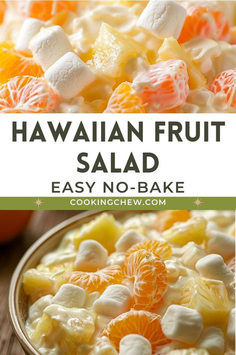 Make this Hawaiian marshmallow fruit salad with canned fruit for a quick and easy dessert. Perfect for parties and gatherings, this fruit salad is both sweet and tangy. Kids Fruit Salad, Fruit Sides For Dinner, Colombian Fruit Salad, Fruit Dish Ideas, Best Fruit Recipes, Fruit Salad For Brunch, Easy Hawaiian Appetizers, Fruit For Dinner, Fruit Marshmallow Salad