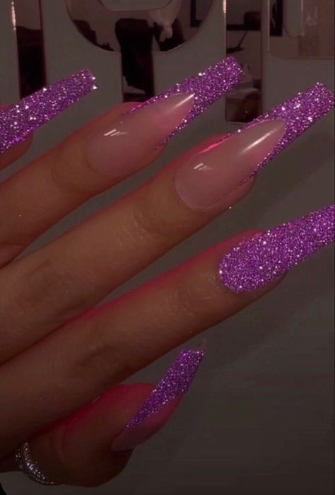 Glitter Nails Acrylic, Purple Acrylic Nails, Nails Purple, Hairstyle Idea, Purple Acrylic, Colorful Paintings Acrylic, Drip Nails, Nail Designs Glitter, Nails 2024